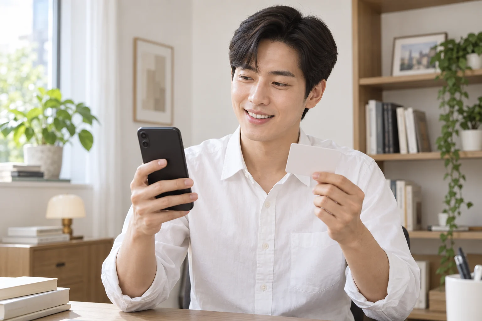 상담에서 수수료 안내를 듣는 사람